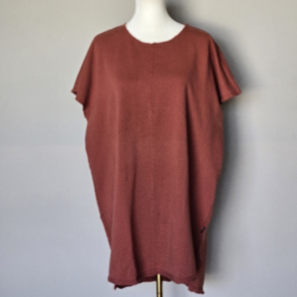 CSG Champs Sports Gear Rust Tunic Top Shirt Dress Boho Lagenlook Women's Large - Picture 8 of 11